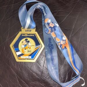 Disney RunDisney Gold Marathon Weekend Medal with Blue Lanyard